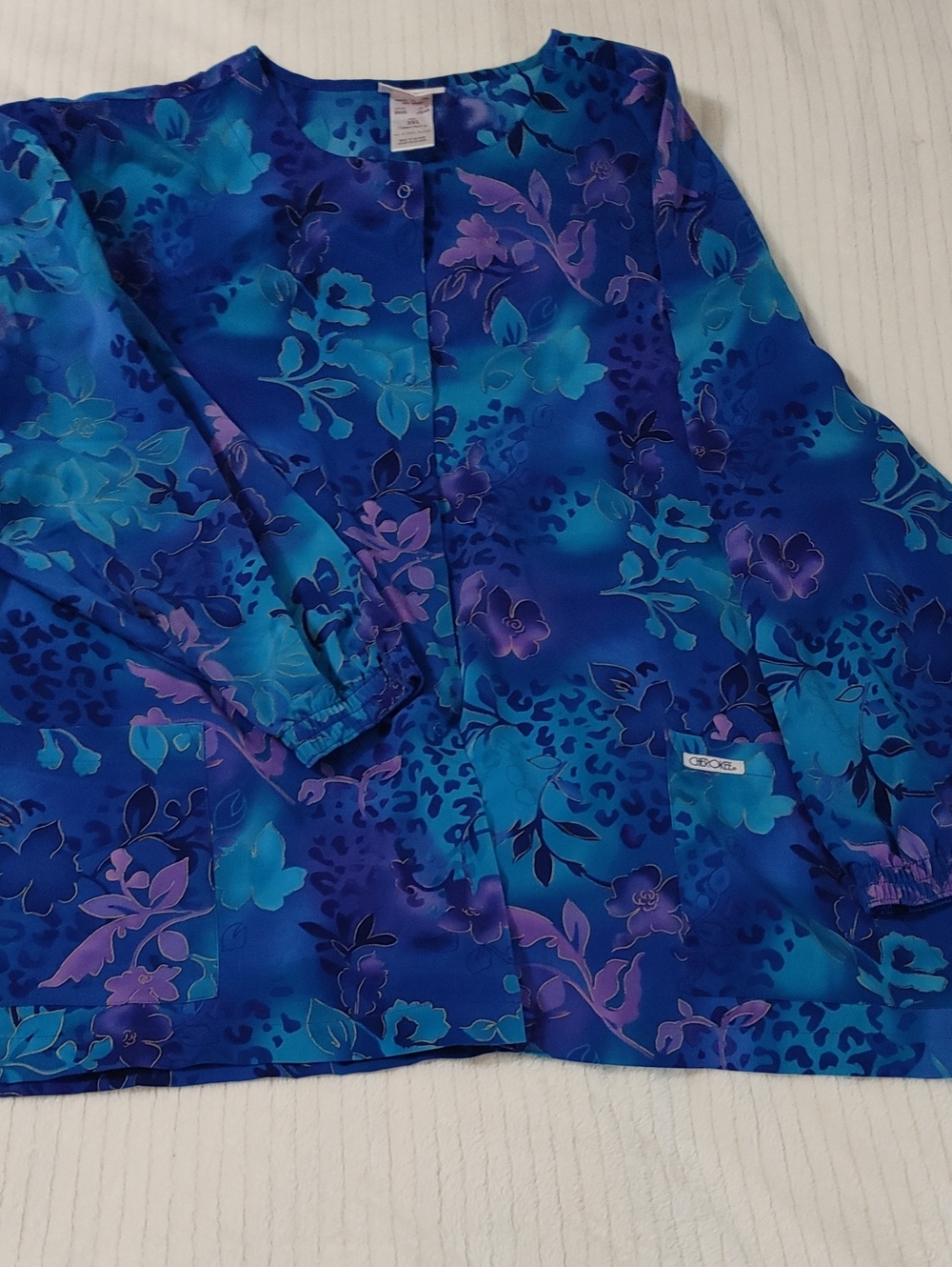 Cherokee Blue & Purple Floral Snapped Button Jacket
